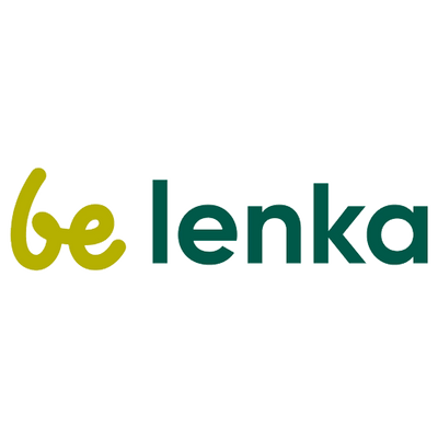 Logotyp för varumärket Be Lenka som tillverkar barfotaskor.