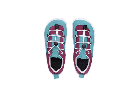 Xplorer Light Teal and Plum Barefoot Shoes, Size 25-35