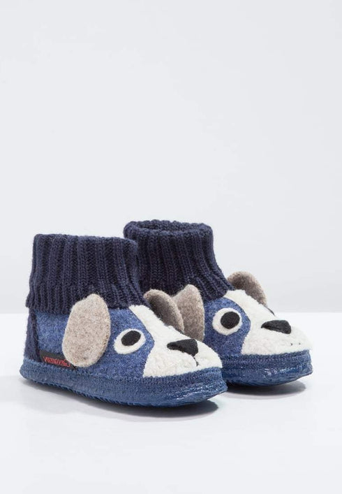 Kossa Dark Blue Barefoot Wool Slippers, Size 23-35