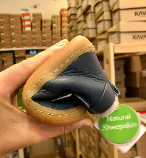 Barefoot Winter Leather Blue Barfotaskor, Stl 20-35
