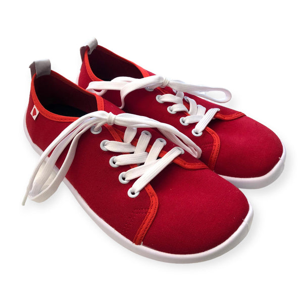 Natural Red Textile Barefoot Shoes, Size 36-40