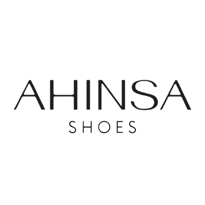 Logotyp för varumärket Ahinsa som tillverkar barfotaskor.