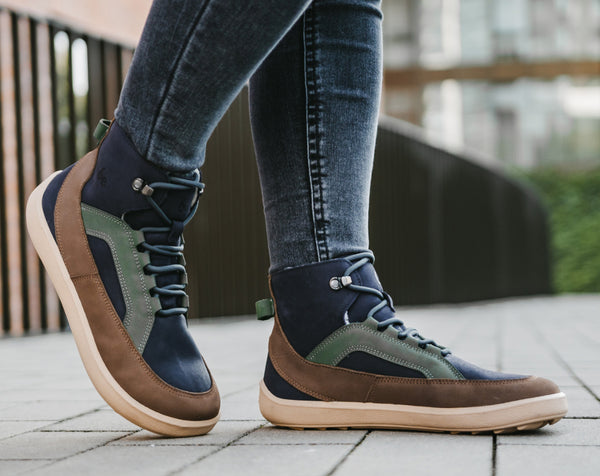 York Navy, Brown & Beige Barfota Vinterskor, Stl 36-47