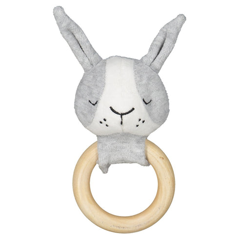 Bite ring/rattle rabbit White/Grey, One size