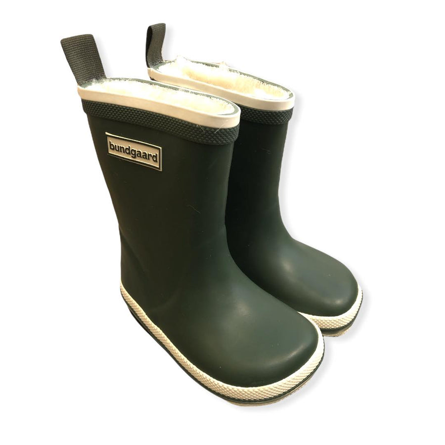 Charly Army Green Warm Lined Rubber Boots (Barefoot Shoes), Size 20-35